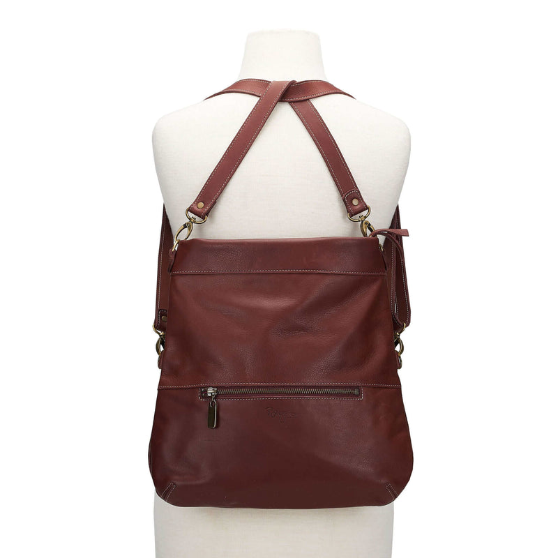 Convertible leather crossbody backpack, Wie Brown, USA made Medium Crossbody Brynn Capella