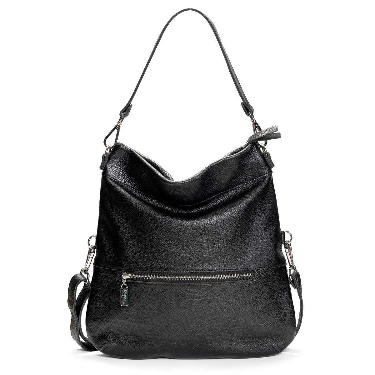 Convertible leather crossbody backpack, Black, USA made Medium Crossbody Brynn Capella