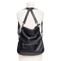 Convertible leather crossbody backpack, Black, USA made Medium Crossbody Brynn Capella