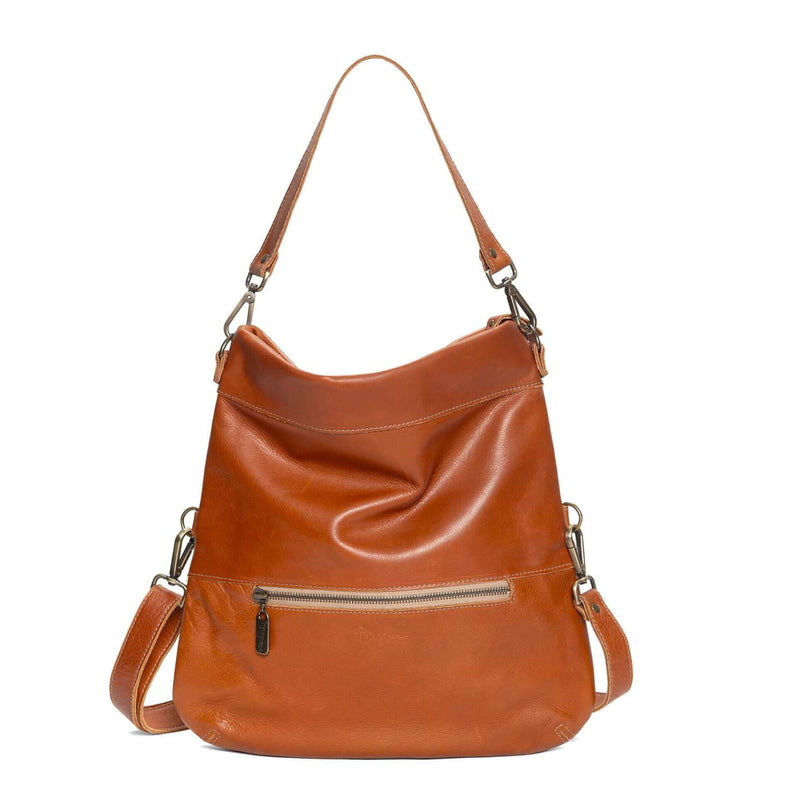 Convertible leather crossbody backpack, Rust Brown, USA made Handbags Brynn Capella