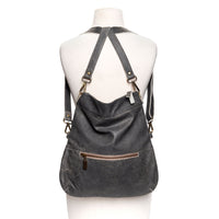 Convertible leather crossbody backpack, Charcoal, USA made Medium Crossbody Brynn Capella