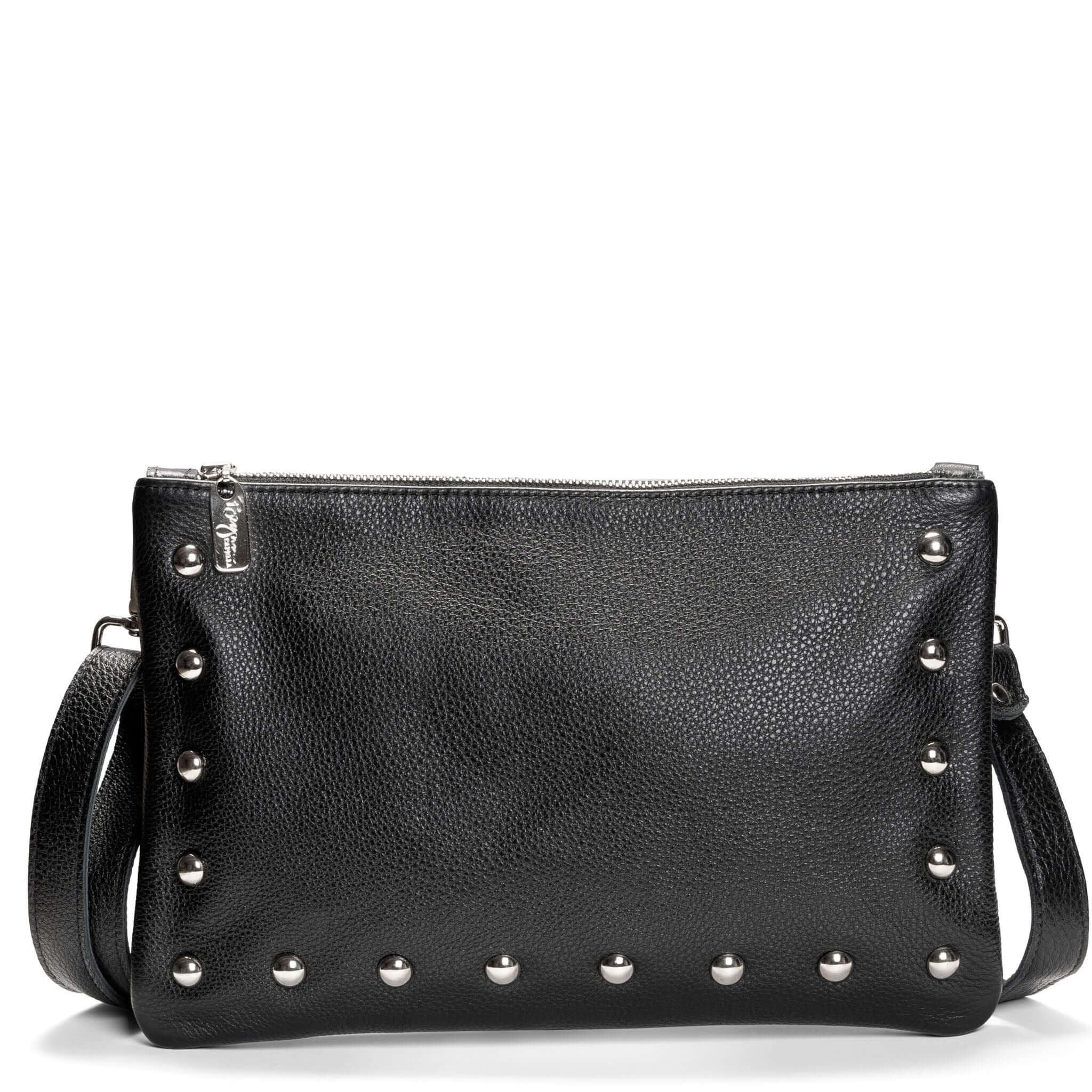 Black studded clutch sale