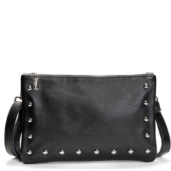 Studded bag, Black full-grain leather USA made, Handbags, Small Crossbody, Brynn Capella