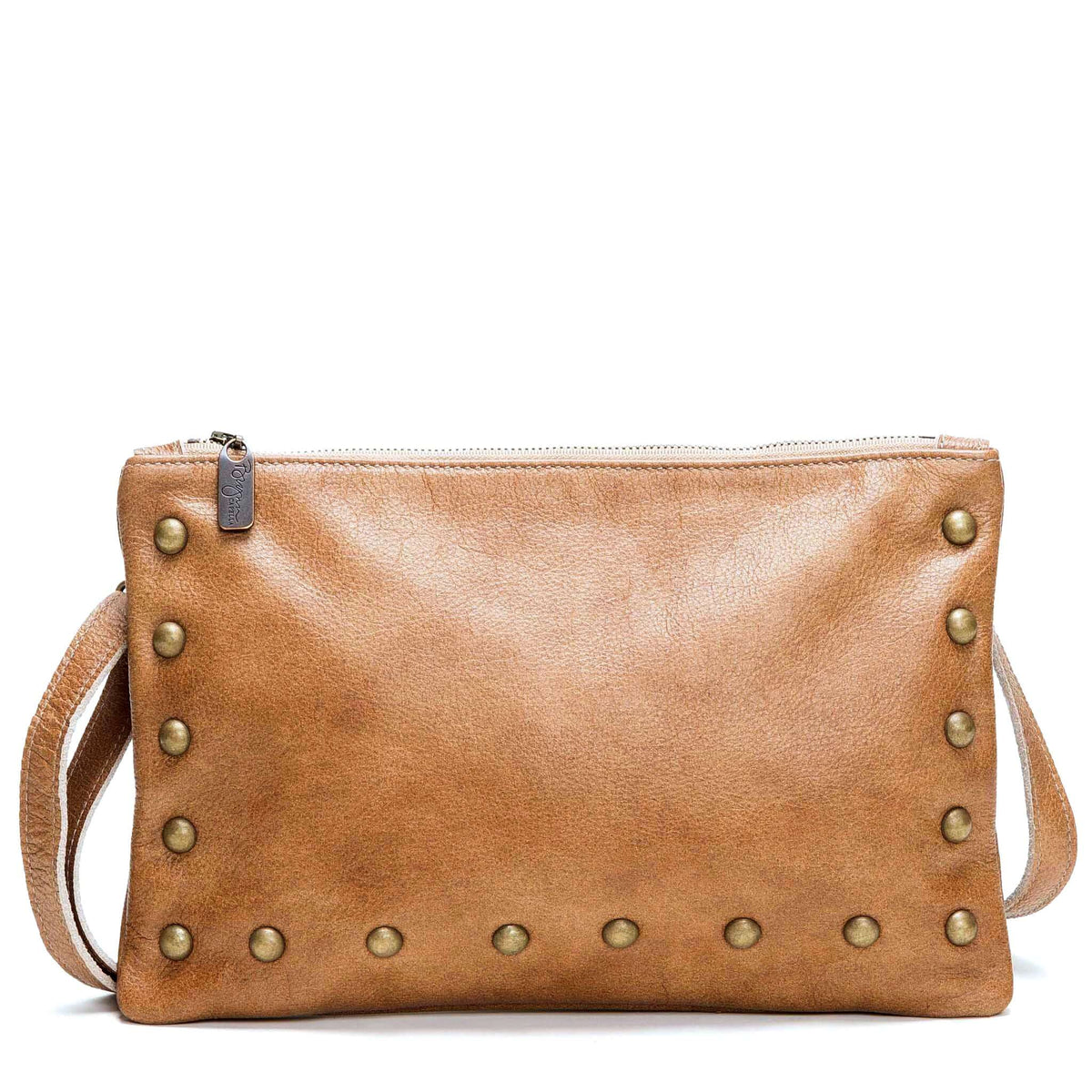 Studded clutch crossbody, Tan Italian leather USA made, Handbags, Small Crossbody, Brynn Capella