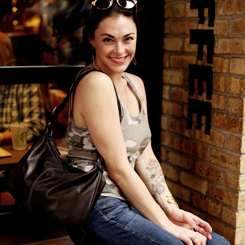 Hobo Crossbody bag, Black Italian leather, made in USA, Handbags, Hobo Crossbody, Brynn Capella