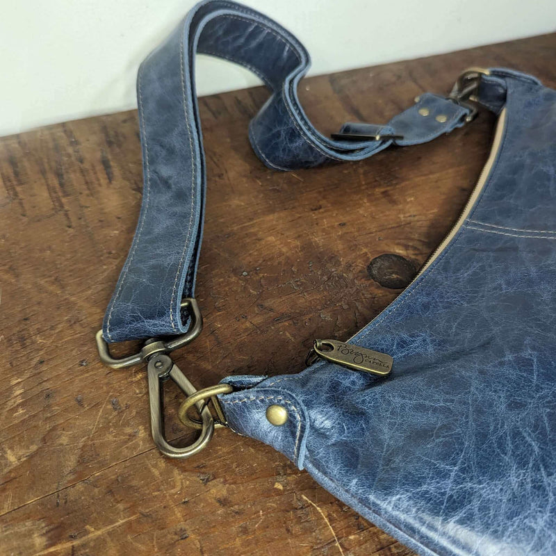 Hobo Crossbody bag, Blue Italian leather, made in USA, Handbags, Hobo Crossbody, Brynn Capella