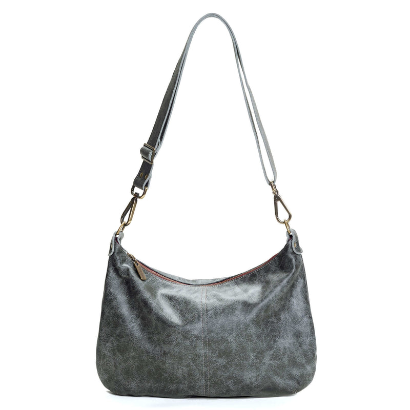 Brynn Capella Hobo Crossbody Blue, Semi-Aniline Leather, Two-toned Leather, vintage leather