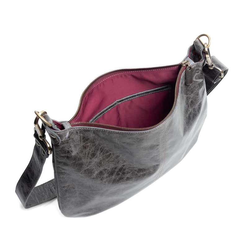 Hobo Crossbody bag, Charcoal Italian leather, made in USA, Handbags, Hobo Crossbody, Brynn Capella