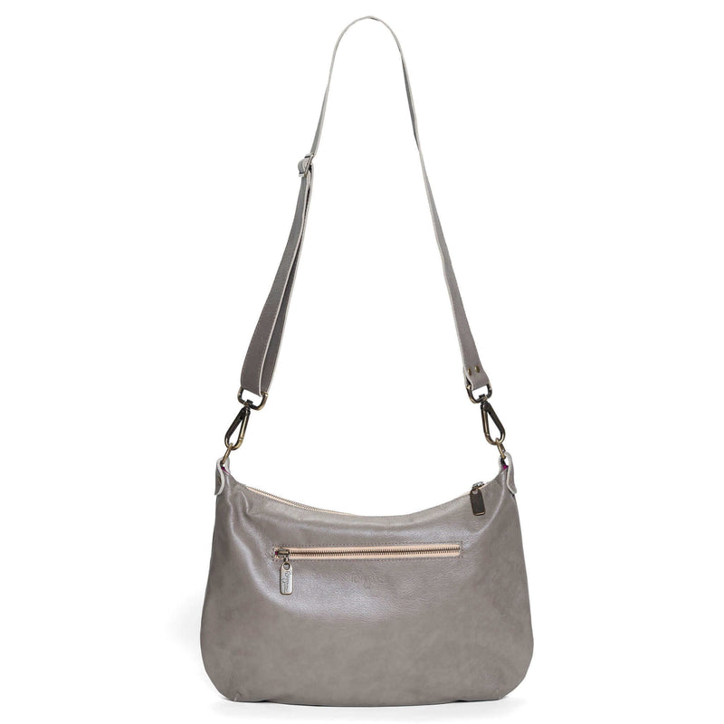 Hobo Crossbody bag, Grey Italian leather, made in USA, Handbags, Hobo Crossbody, Brynn Capella