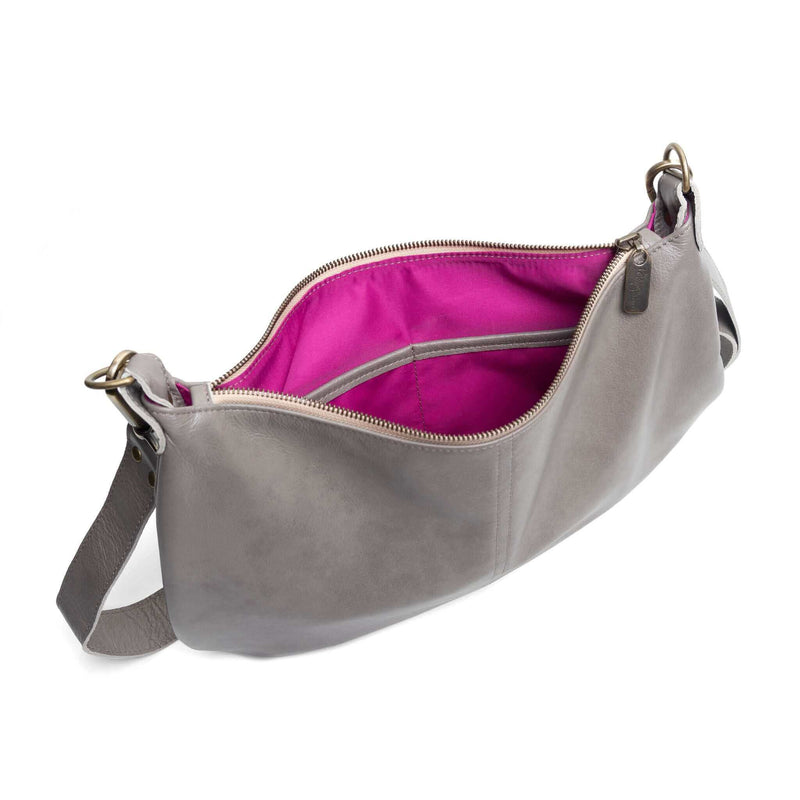 Hobo Crossbody bag, Grey Italian leather, made in USA, Handbags, Hobo Crossbody, Brynn Capella