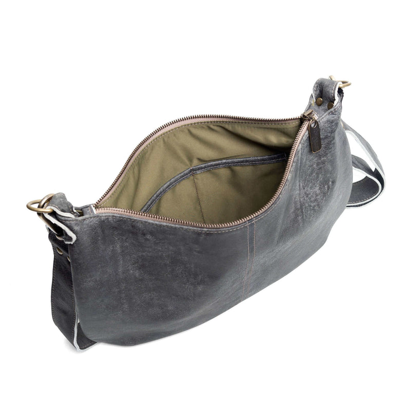Hobo Crossbody bag, Charcoal Italian leather, made in USA, Handbags, Hobo Crossbody, Brynn Capella