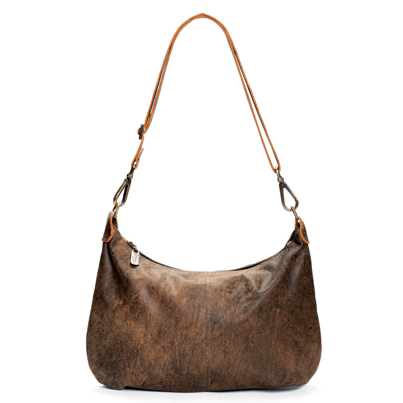 Brown Leather Crossbody Hobo Bag, Brynn Capella, made in USA