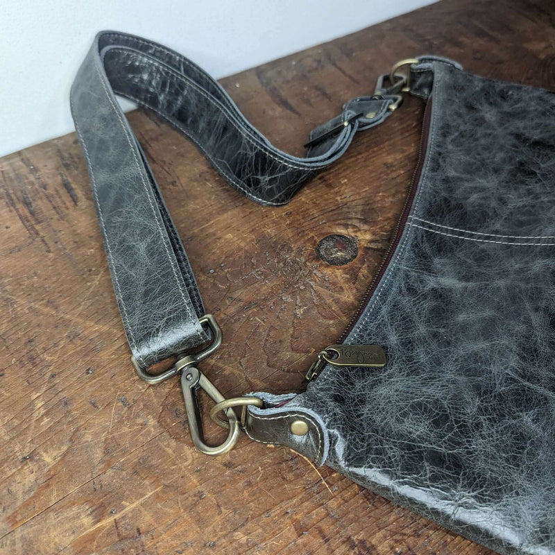 Hobo Crossbody bag, Charcoal Italian leather, made in USA, Handbags, Hobo Crossbody, Brynn Capella
