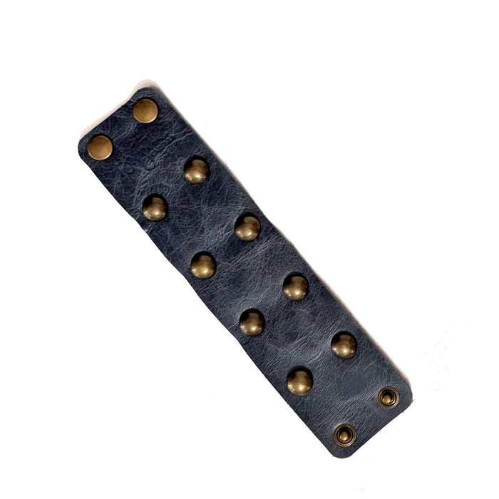 Blue Studded Bracelet, Brynn Capella, Made in the USA, Bracelets, Leather Bracelet, Brynn Capella