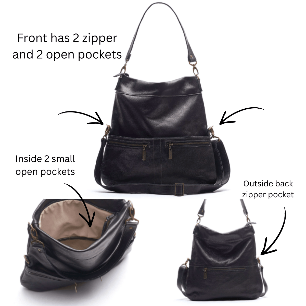Original Lauren 6-in-1 Leather Crossbody Bag - Black Sand