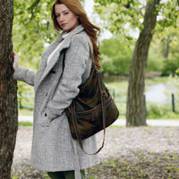 Convertible leather crossbody backpack, Brown/Black, USA made Large Crossbody Brynn Capella