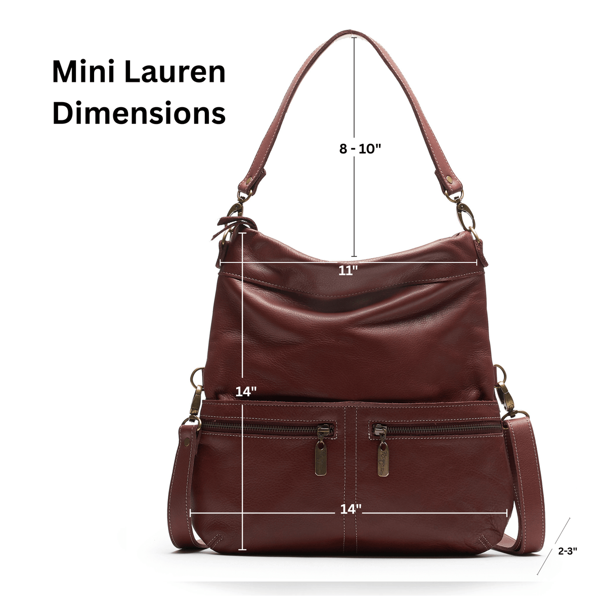 Mini Lauren 6-in-1 Convertible Leather Crossbody Bag - Merlot