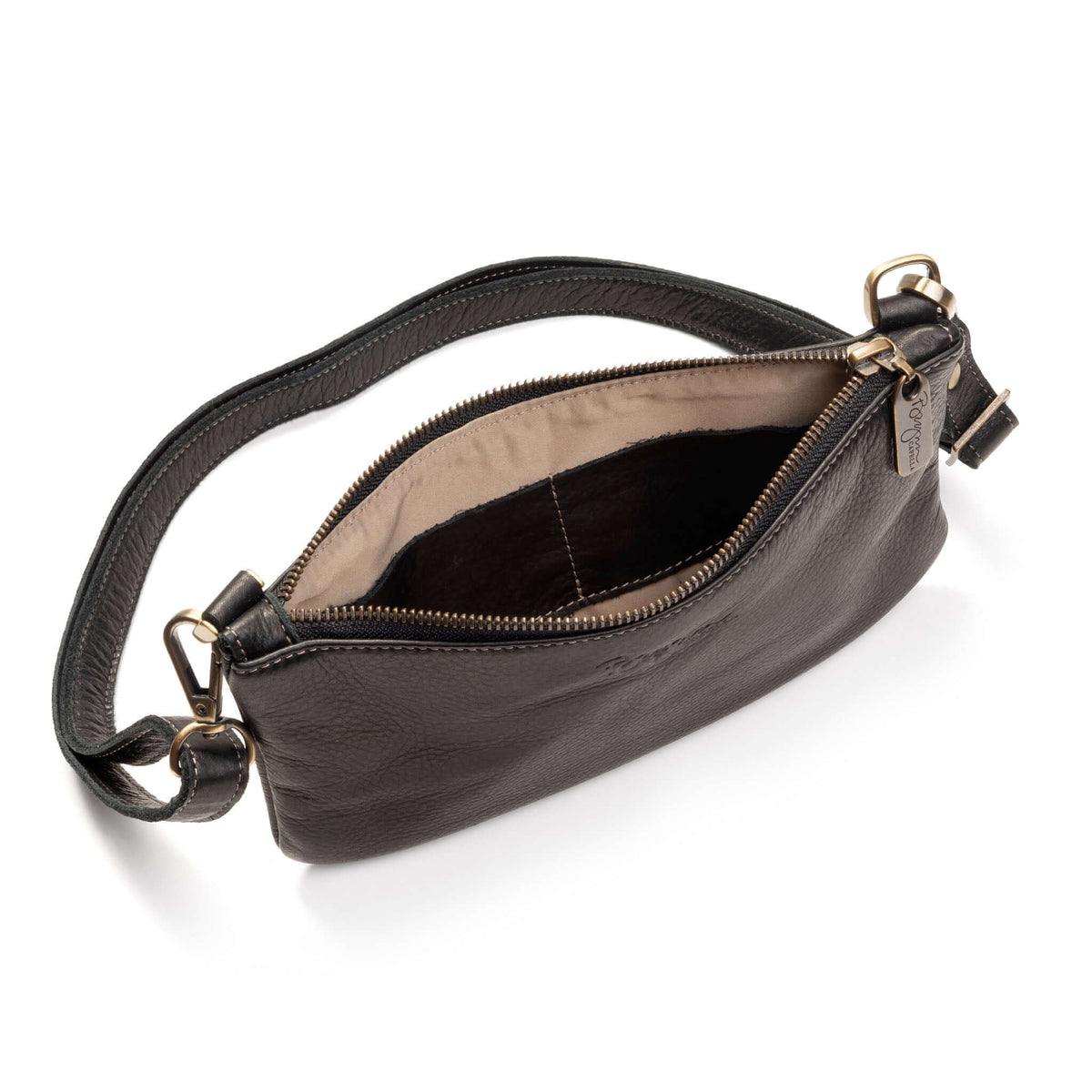 Mini Black leather Crossbody, made in USA by Brynn Capella