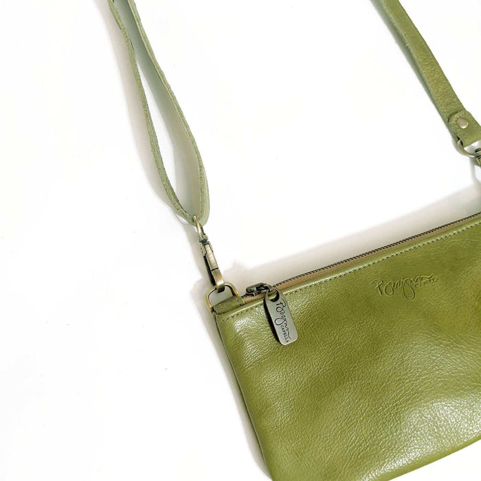 Mini bag/wristlet in Lime Green, full-grain leather, USA, Handbags, Mini Crossbody, Brynn Capella