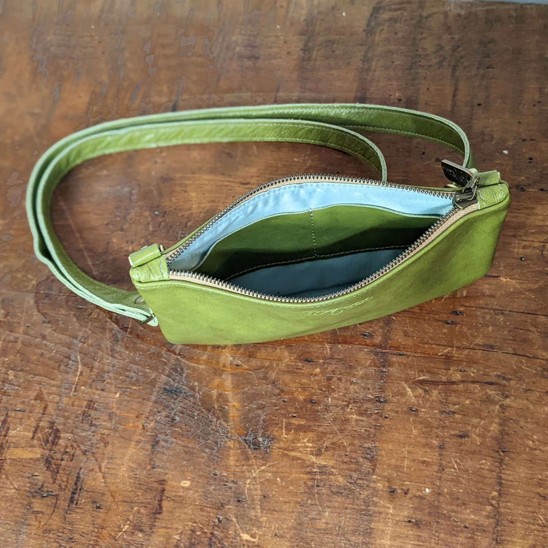 Mini bag/wristlet in Lime Green, full-grain leather, USA, Handbags, Mini Crossbody, Brynn Capella