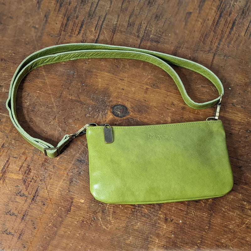 Mini bag/wristlet in Lime Green, full-grain leather, USA, Handbags, Mini Crossbody, Brynn Capella