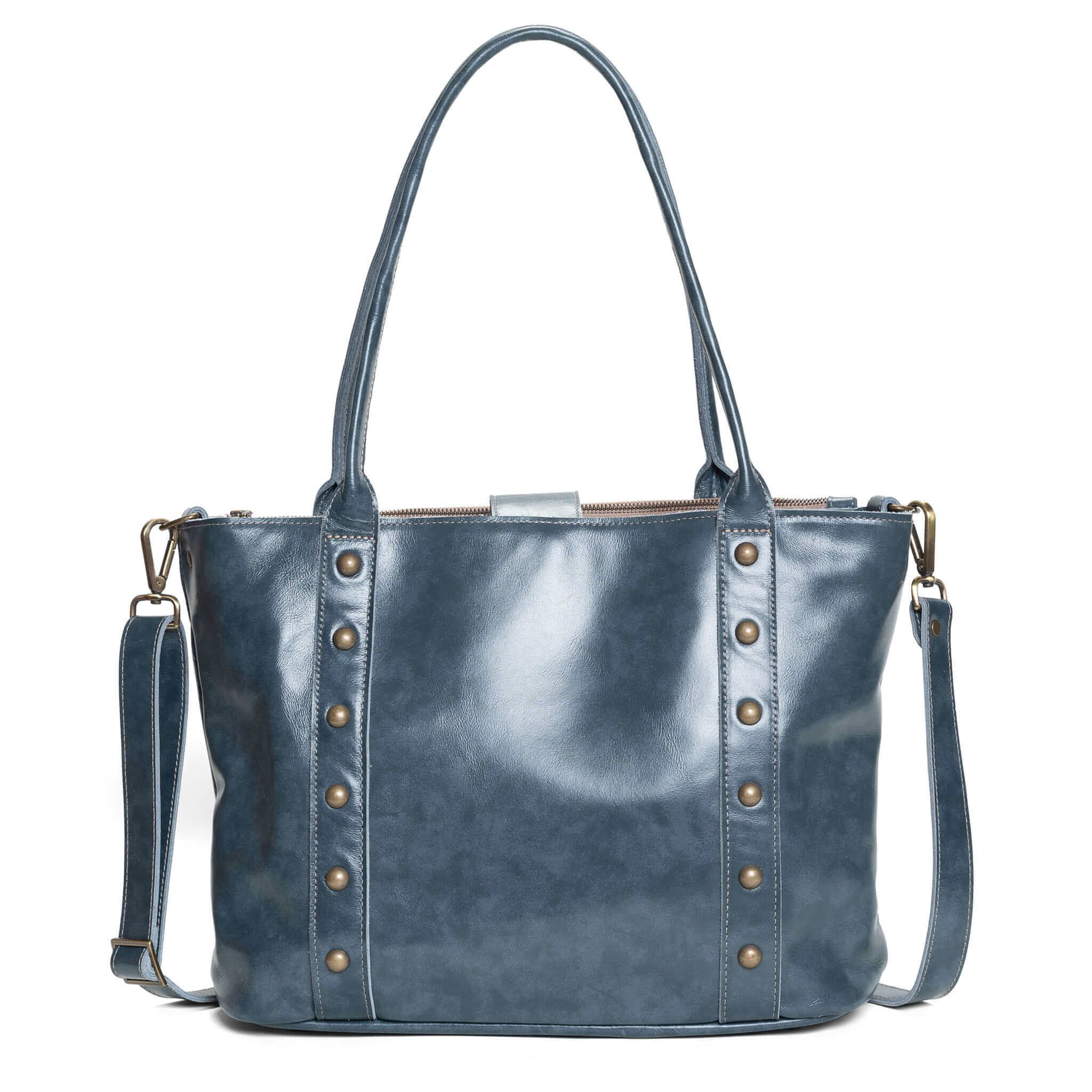 Blue small 100% leather tote good H zipper interior perfect Tote Bag