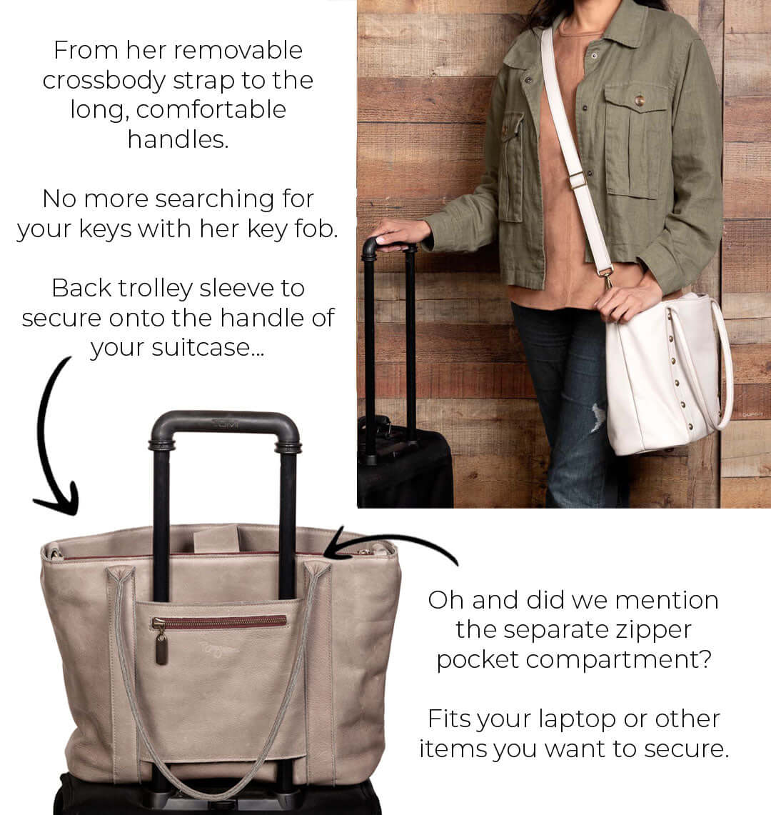 The Perfect Tote Features, Brynn Capella Leather Goods, Made in USA