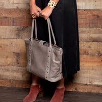 The Perfect Leather Tote Bag, Light Charcoal, by Brynn Capella made in the USA