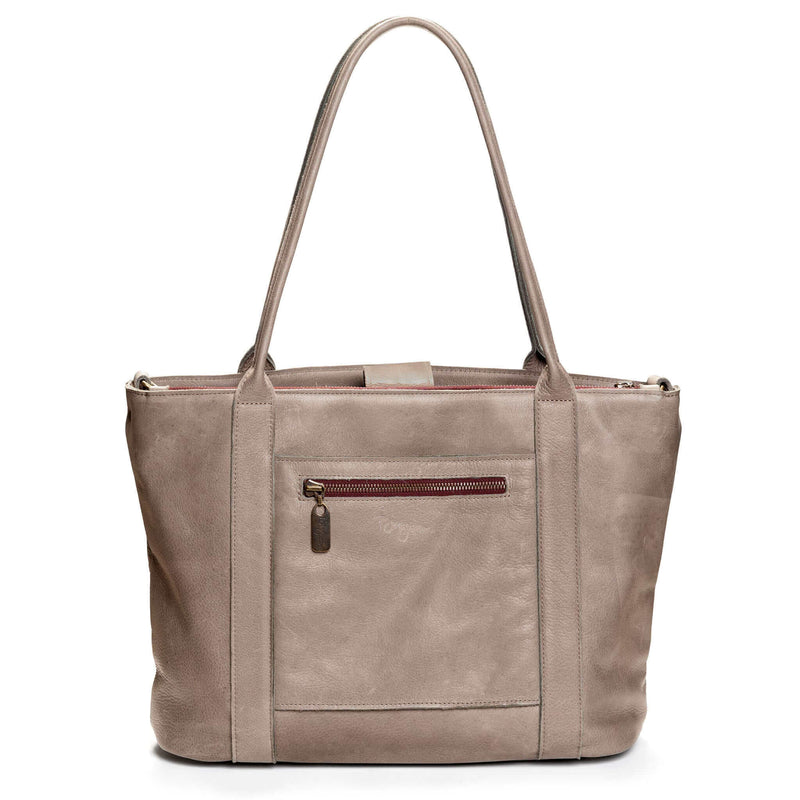 The Perfect Leather Tote Bag, Light Charcoal, by Brynn Capella made in the USA