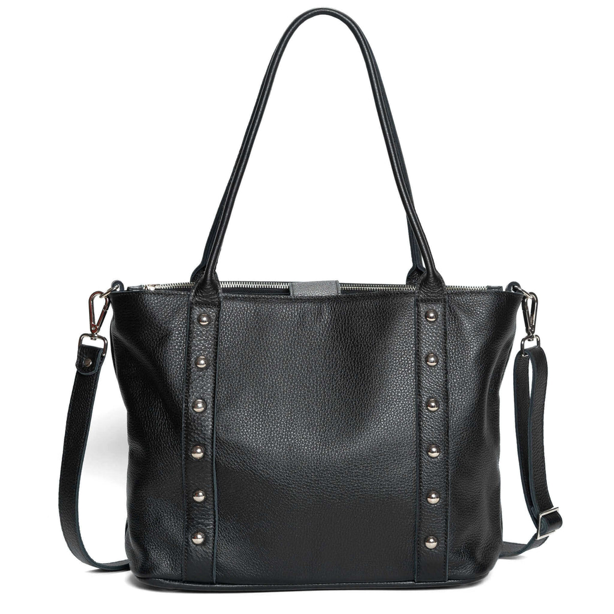 The perfect leather tote bag, black Noche, Brynn Capella, made in the usa