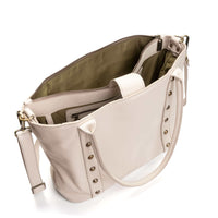 The Perfect Leather Tote Bag, Stone White, by Brynn Capella made in the USA