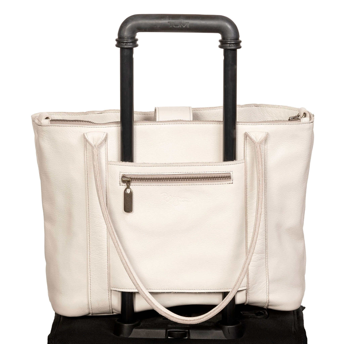 The Perfect Leather Tote Bag, Stone White, by Brynn Capella made in the USA