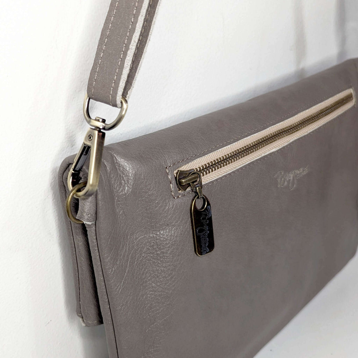 Women's Foldover Leather Clutch Crossbody Bag