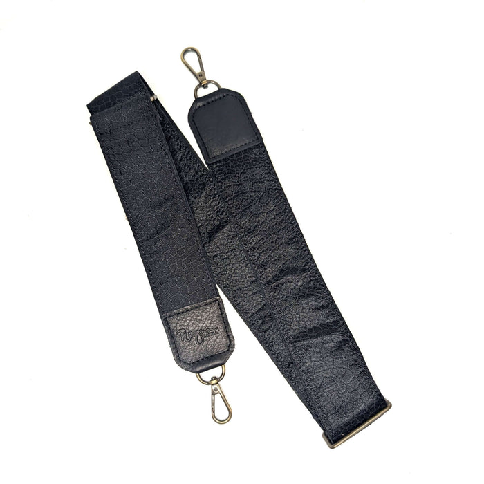 Guitar Purse Strap - Black Snake print, Leather Goods made in USA, Handbag Strap accessories