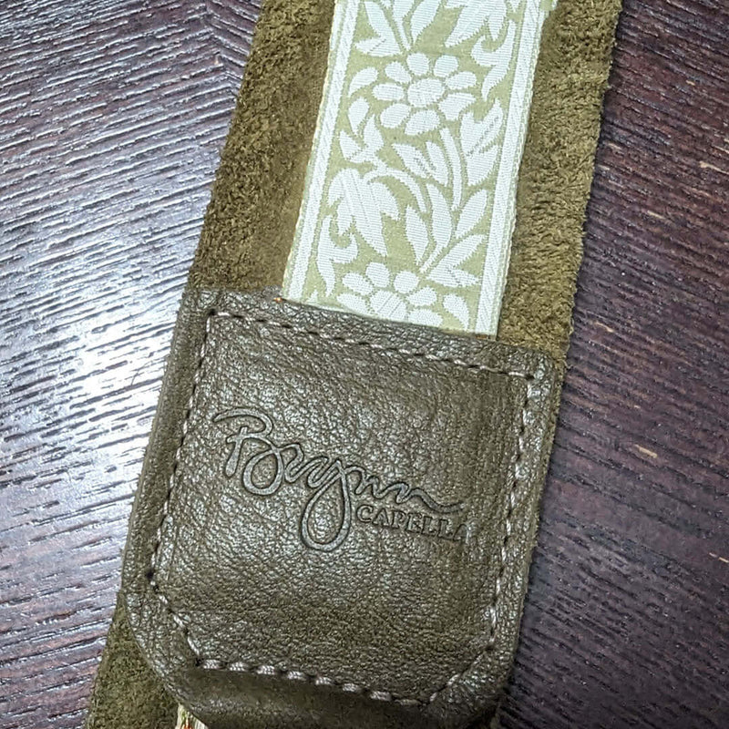 Guitar Bag Strap featuring intricate floral design and leather trim, ideal for enhancing your Brynn Capella handbag.