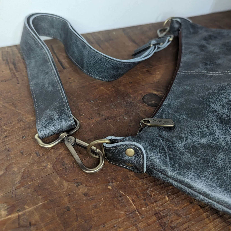 Hobo Crossbody bag, Blue/Grey Italian leather, made in USA, Handbags, Hobo Crossbody, Brynn Capella