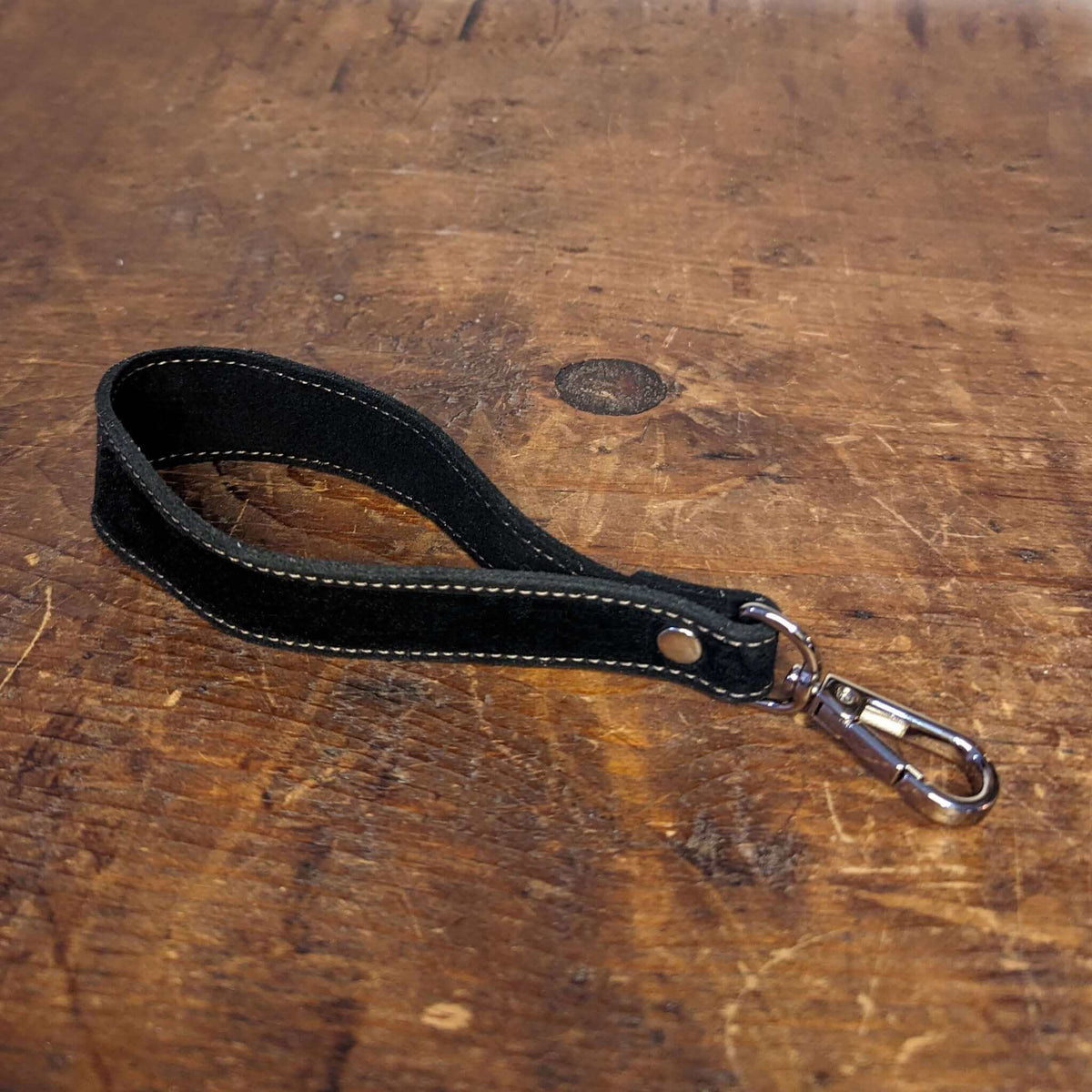 Black suede key fob/ wrist strap - Brynn Capella, made in USA, Keychains, Key Fob, Brynn Capella