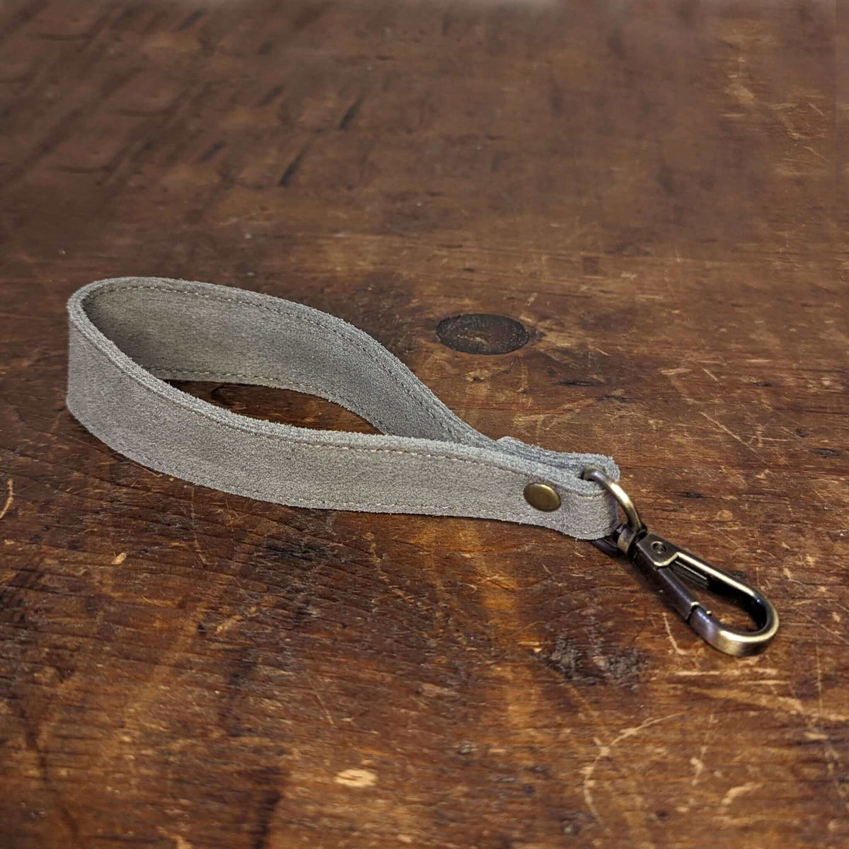 Grey suede key fob/ wrist strap - Brynn Capella, made in USA, Keychains, Key Fob, Brynn Capella