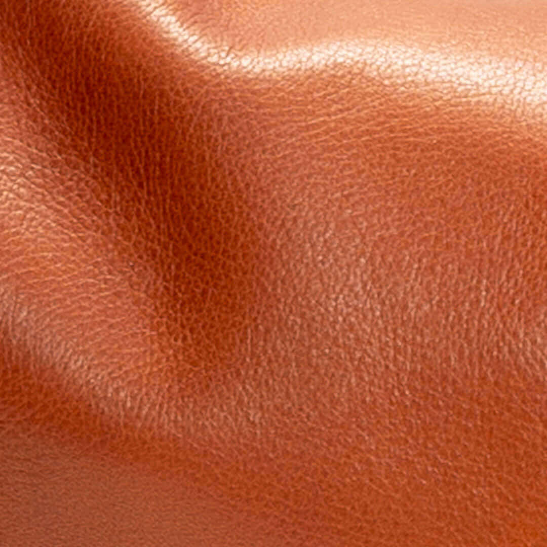 Close-up of our rust brown pull-up leather called Whiskey