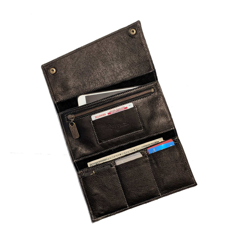 Slim Trifold leather wallet in Black, Made in USA, Wallets & Money Clips, Tri-fold Wallet, Brynn Capella
