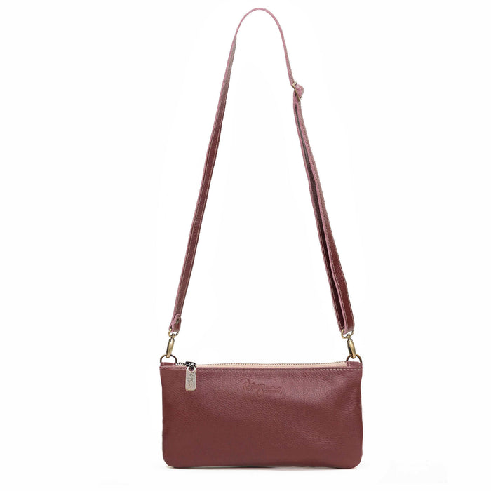 Mini Crossbody Bag in Plum, full-grain leather, Made in USA, Handbags, Mini Crossbody, Brynn Capella