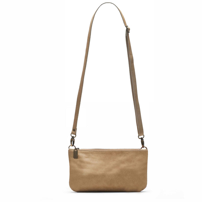 Mini Crossbody Bag in Tan, full-grain vintage leather, USA, Handbags, Mini Crossbody, Brynn Capella
