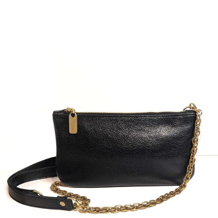 Mini Black Metallic Leather Crossbody, Made in the USA by Brynn Capella