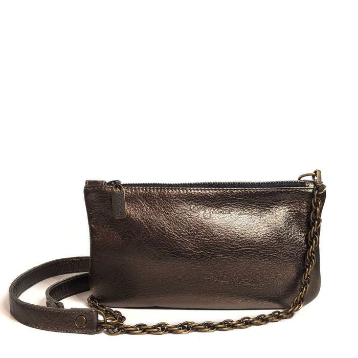 Mini Crossbody Bag in Pewter Metallic, full-grain leather, Made in USA, Handbags, Mini Crossbody, Brynn Capella