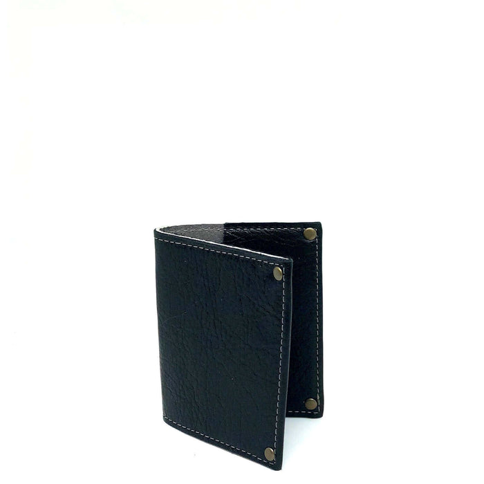 Black Mini Leather Flap Wallet, Unisex, Made in USA, Wallets & Money Clips, Mini Wallet, Brynn Capella
