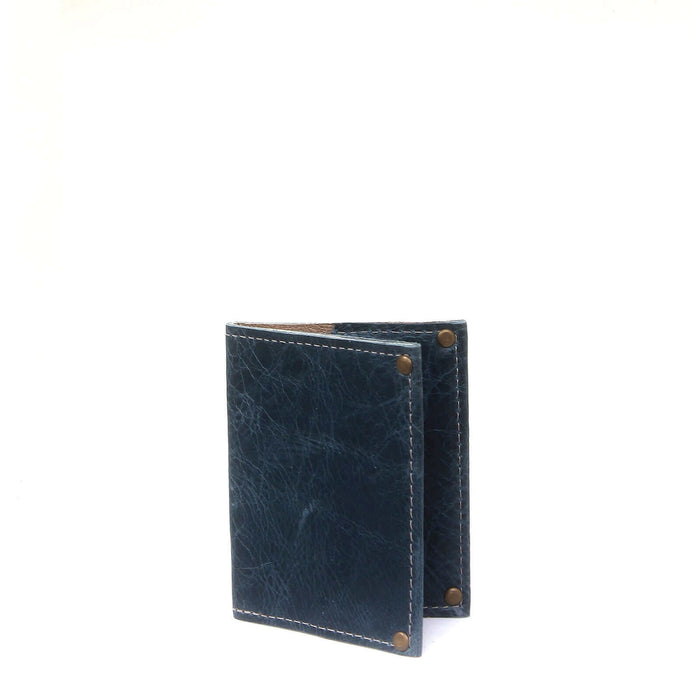 Blue Mini Leather Flap Wallet, Unisex, Made in USA, Wallets & Money Clips, Mini Wallet, Brynn Capella