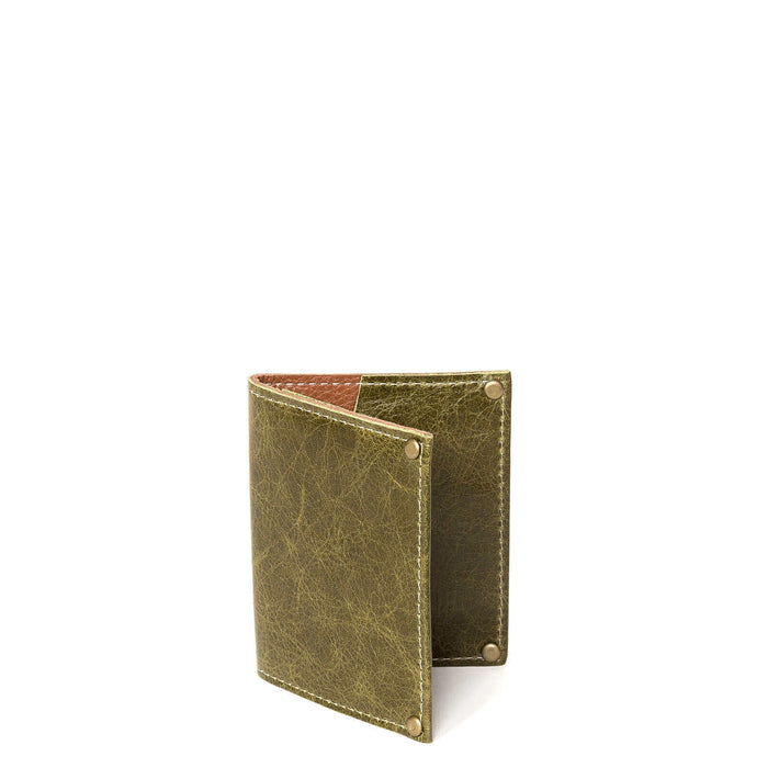 Green Mini Leather Flap Wallet, Unisex, Made in USA, Wallets & Money Clips, Mini Wallet, Brynn Capella