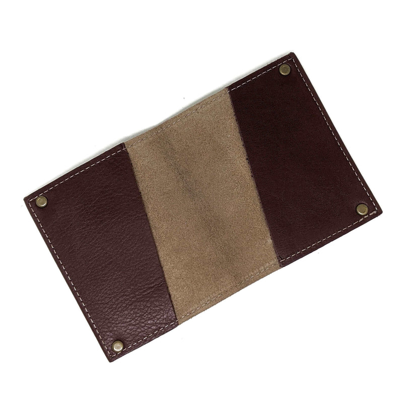 Wine Brown leather unisex flap wallet, Brynn Capella, made in the USA