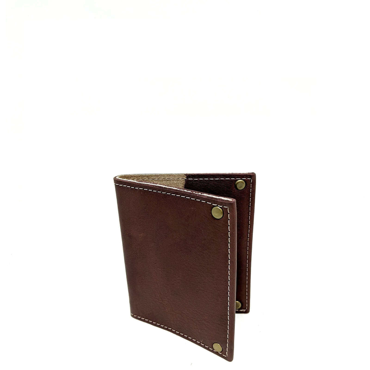 Wine Brown leather flap wallet, Brynn Capella, made in the USA
