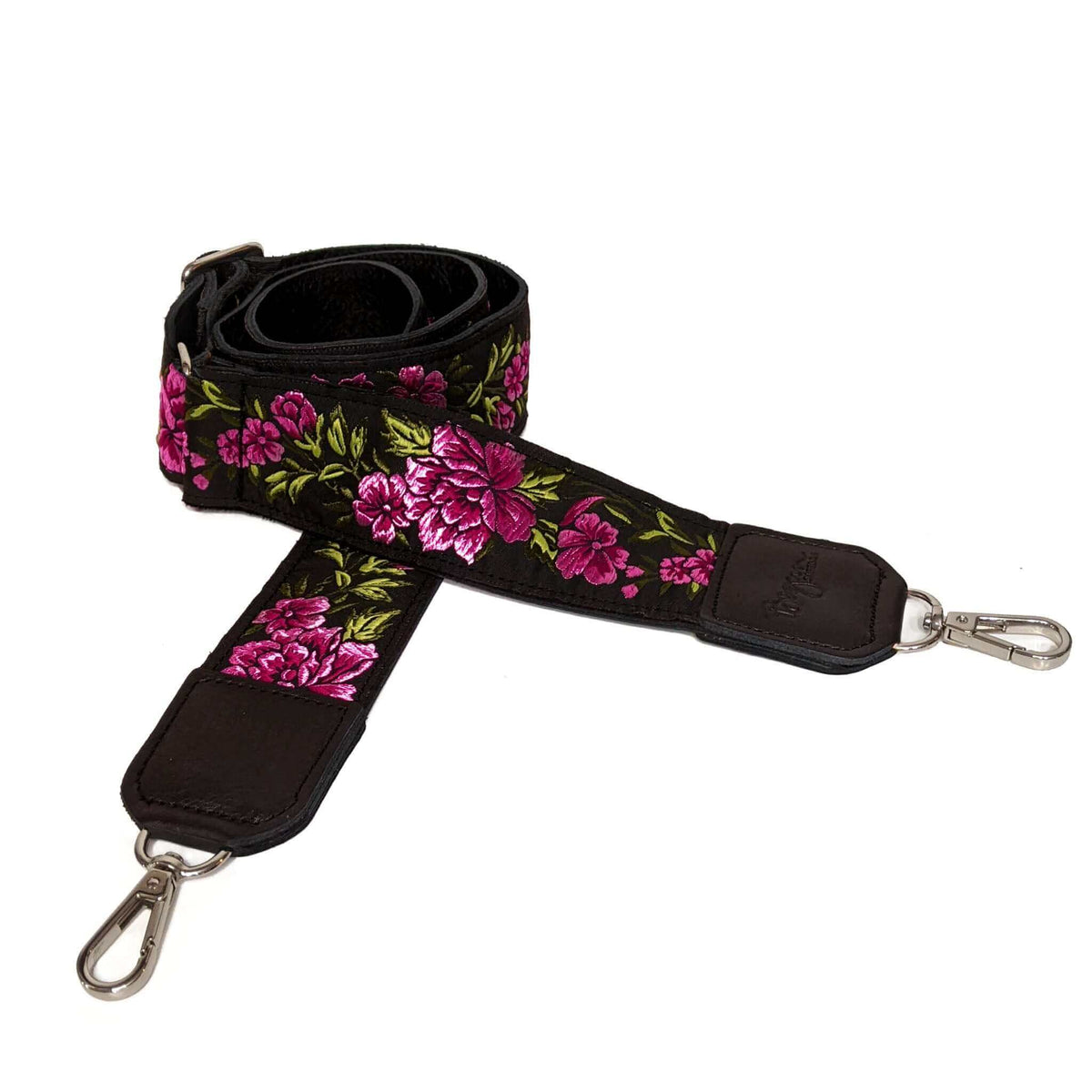 Guitar Purse Strap, 70's inspired, Pink Floral, Brynn Capella, made in the USA